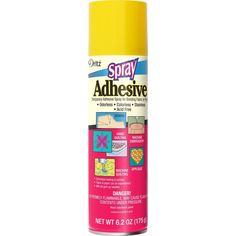 spray paint on white background with yellow top and pink bottom, for adhesivee