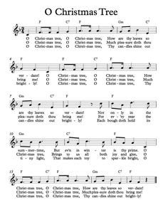 sheet music for christmas tree with the words o christmas tree