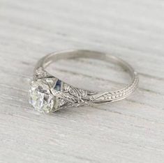 Vintage 1930s Edwardian 2.45 Ct Round CZ Art Deco Engagement Iconic Retro Ring | eBay Beautiful Engagement Rings Vintage, Jewellery Organizer, Antique Style Engagement Rings, Jewellery Shops, Nature Inspired Engagement Ring, Organizer Ideas, Filigree Engagement Ring, Natural Diamond Engagement Ring, Gold Diamond Engagement Rings