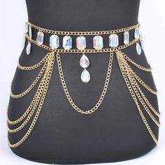 Brand New With Tag This Iconic Bejeweled Statement Chain Belt Is A One Of A Kind Outfit Uplifter. From Coachella To A Costume Party... Size: One Size 1.25" Wide 46.5" Long (Clasp To End) Acrylic Stone This Belt Usually Fits Size S - L. All From Smoke Free/Pet Free Environment. Please Message Me If You Have Any Questions:) Thank You For Your Visit- Body Belt, Skirt Chain, Diy Chain Belt, Edgy Metal Chain Belt For Festivals, Moon Chain Belt, Gold-tone Chain Belt For Party, Fairy Chain Belt, Body Chain Jewelry Outfit, Gothic Metal Chain Belt For Festivals