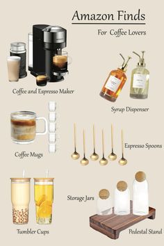 Cafe Essentials Coffee Shop, Coffee Corner Essentials, Boujee Coffee Bar, Coffee Bar Needs, Fancy Coffee Bar Ideas, Coffee Station Must Haves, Coffee Rack Ideas, Luxury Snack Bar, Coffee Shop Accessories