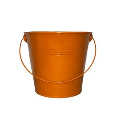 an orange metal bucket on a white background