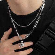 New Stainless Steel- Zinc Alloy Nice Packaging Fast Shipping Silver Stainless Steel Necklace For Streetwear, Streetwear Stainless Steel Silver Chain Necklace, Stainless Steel Punk Chain Necklaces, Chain Stack, Punk Stainless Steel Nickel-free Necklace, Nice Packaging, Double Layer Necklace, Mens Silver Chain Necklace Jewelry1000.com, Layer Necklace