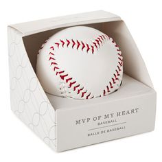 a baseball in a white box with red stitching on the outside and inside that says mpp of my heart