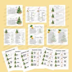 the christmas tree printables are shown in different sizes and colors, with instructions for each