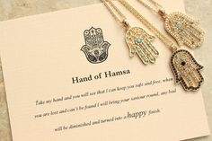 A choice of 3 coloured Hamsa Hand necklaces each with a quote card. Choose between white, black or blue rhinestone studded Hamsa Hands. Each Tattoos Egyptian, Tattoos Faith, Arabic Tattoos, Hamsa Tattoo Design, Script Tattoos, Hamsa Hand Tattoo, Bodysuit Tattoos, Hand Of Hamsa, Tattooed Models