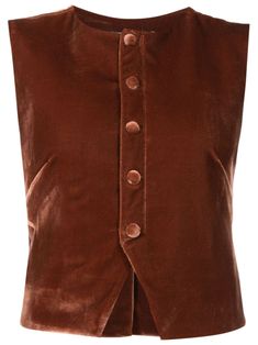 Isolda Luisa button-up Velvet Waistcoat - Farfetch Sewing Basics, Terracotta Fashion, Velvet Waistcoat, Velvet Vest, Cotton Velvet, Looks Style, Boutonniere, Velvet Fabric, Circus