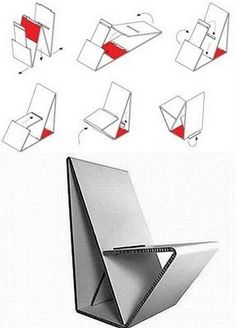 an origami chair is shown with several different angles and shapes to make it stand out