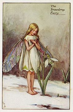 Snowdrop Flower Fairy Vintage Print c1927 Cicely by TheOldMapShop Snowdrop Fairy, Fairy Illustration, Cicely Mary Barker, Vintage Fairies, Flower Fairies, Flower Fairy, Fairy Art