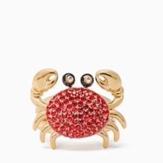 $98 Kate Spade Shore Thing Crab Ring New Our Pave Crab Ring Is Sure To Draw You Out Of Your Shell (While Adding A Novel Dose Of Shine To Any Ensemble). Gold Plated Metal With Enamel Fill. Dust Bag Is Not Included If An Offer Is Accepted For Less Than The Listing Price Spade Jewelry, Kate Spade Jewelry, A Novel, Love Yourself, Womens Jewelry Rings, Red Gold, Crab, Kate Spade, Ring Size