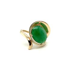 Vintage Jade Wrap Ring 7.28 grams metal: 14K yellow gold Size 6 Stone: Jade ***With any pre-owned/Vintage/Antique items, it is common to have some wear, As we inspect each piece of our jewelry, we make sure the wear and tear is acceptable within industry standards*** FOLLOW US TO SEE MORE PHOTOS OF OUR JEWELRY ON INSTAGRAM @HEIRLOOMPAVE IF YOU HAVE ANY QUESTIONS ABOUT OUR JEWELRY OR CUSTOM DESIGN REQUEST, JUST ASK! WE WILL RESPOND WITHIN THE BUSINESS DAY. Heirloom Jade Ring In Gold, Vintage Jade Ring, Heirloom Jade Ring Jewelry, Heirloom Green Jade Rings, Vintage Jade Ring Jewelry, Wrap Ring, Jade Ring, Wrap Rings, Antique Items