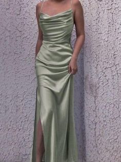 Sheath Cowl Neck Sage Green Silk Satin Evening Dresses sold by SheDress on Storenvy Ombre Wallpaper, Classy Prom, Chique Outfit, Silk Chemise, Classy Prom Dresses, Satin Evening Dresses, Prom Dress Inspiration, Cute Prom Dresses, Pretty Prom Dresses