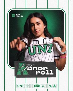 a baseball card with a woman holding a sign in front of her and the words uni on it