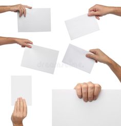 several hands holding blank cards and pointing them at the viewer royalty images, clippings