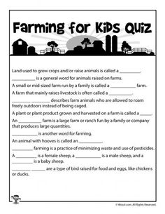 farming worksheet for kids to help them learn how to read the words