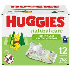 a box of huggies natural care baby wipes