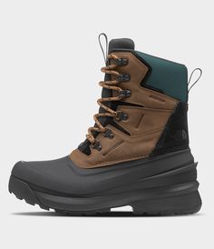 Updated for more underfoot comfort and a lighter weight, the Men’s Chilkat V 400 Waterproof Boots still boast our warmest package of Heatseeker™ Eco insulation for comfort on cold winter adventures. Our waterproof footwear incorporates a variety of advanced waterproofing materials, treatments, and processes. To help keep feet dry, we use internal waterproof membranes and/or adhesive and seam-seal constructions. Men's Men's Boots. Waterproof. [North Face, Northface, thenorthface, the northface, TNF, tnf] The North Face, Insulation, Boots Waterproof, Winter Adventure, Men's Boots, Waterproof Boots, The Men, Boots Men, North Face