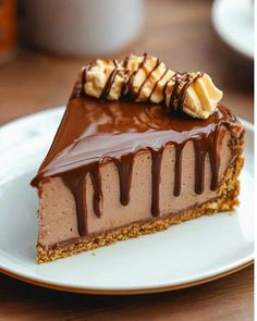 a piece of chocolate pie on a white plate