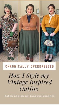 1940 Inspired Outfits, 1940s Fashion Women Plus Size, Vintage Dress Styling, 1950s Fashion Plus Size, 1940s Fashion Plus Size, Plus Size Vintage Clothes, Winter Rockabilly Outfits, Granny Chic Fashion Plus Size, Vintage Inspired Outfits 1950s