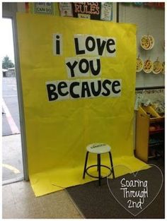 a yellow sign that says i love you because