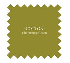 cotton - chartreuse green with the words cotton on it in white letters below