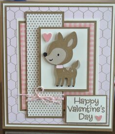 a handmade valentine's day card with a deer