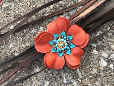 Leather Working Patterns, Saddle Accessories, Tack Sets, Leather Jewellery, Leather Scraps, Leather Flower, Springfield Mo, Leather Flowers, Orange Leather