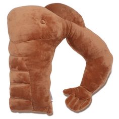 a brown stuffed animal head and neck pillow