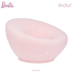 a pink bean bag chair sitting on top of a white floor