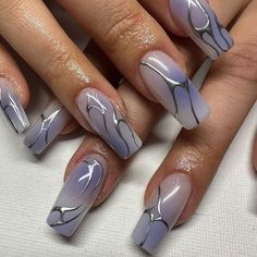 Short Acrylic Nails Metallic Nails Chrome Art Ideas, Nail Art Funky, Purple And Silver Nails, Shifting Ideas, Paznokcie Hello Kitty, Hand Candy, Prom Nail, Nails Yellow