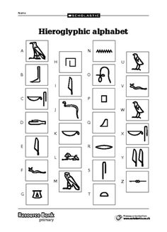 an egyptian alphabet worksheet with symbols