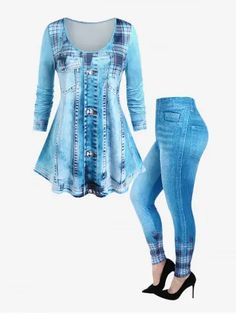 Plus Size Clothing | Women's Trendy and Fashion Plus Size On Sale Size:14 - 26 Plus Size Two Piece Outfit, Co Ords Outfits, Leopard Print Outfits, Designer Leggings, Plus Size Halloween Costume, Sequin Tee, Fasion Outfits, Rose Gal, Denim T Shirt