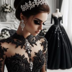 Wedding Dresses Edgy, Goth Dresses, Gothic Wedding Theme, Black Lace Wedding Dress