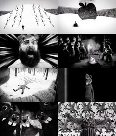 black and white collage with many images