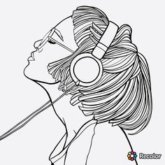 a woman with headphones on her ears