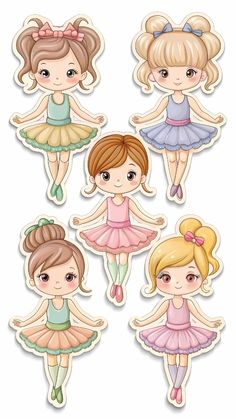 Free Stickers Doll Stickers Free Printable, Cute Girls Stickers, Girl Stickers Printable, Ballet Printables, Dance Stickers Printable, Ballet Stickers Printable, Birthday Card With Name, Handmade Bookmarks Diy, Stickers Collection