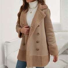 Lapel Teddy Lined Button Down Jacket Armpit To Armpit 22.” M,6 Length 32.7” Long Sleeve 100% Polyester/Faux Suede Teddy Lined Keywords: Holidays Season Winter Summer Spring Fall Luxury Chanel Christmas Ladies Woman’s Wear Winter All Season Shirts & Blouses Jersey Tops Party Day Going Out Shirts White Accessories Dress Style Cocktail Sleeves Cardigan Pair With Sweater Preppy Sexy Hot Boho Trendy Vogue Posh Sassy Girly Date Night Elegant Dressy Fashionable Chic Tomboy Simple Bold Fun Classy Office Chanel Christmas, Classy Office, Sweater Preppy, Button Down Jacket, Going Out Shirts, Jersey Tops, White Accessories, Beige Style, Trendy Boho