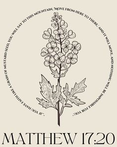 a poster with the words, and an image of a flower in a circle on it