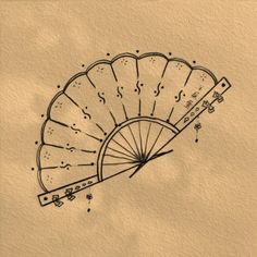 an ink drawing of a fan on paper