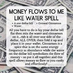 Good Energy Spell, Money Flows To Me, Money Spells Magic, Paganism Spells, Hoodoo Spells, Money Spells That Work, Good Luck Spells, Money Spell, Spells For Beginners