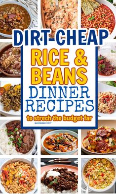 Cheap Meals with Rice and Beans Beans Dinner Recipes, Beans Meals, Cheap Supper Ideas, Meals With Rice, Cheap Pasta, Beans Dinner, Meals Cheap