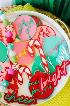 some decorated cookies are on a plate