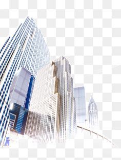 skyscrapers in the city with blue and white colors, architecture, buildings png and psd