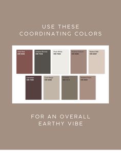 some brown and white colors with the words, use these coordinating colors for an overall earthy vibe