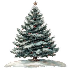 a watercolor painting of a christmas tree