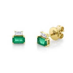 BASICS COLLECTION: The SHAY Diamond & Emerald Two Step Studs. Details: 18K Gold: 2.18gr White Diamonds: .15cts Emerald: .68cts Available in Rose, Yellow, White & Black Gold Natural, untreated gemstones CONTACT us to further customize Product Number: SE300 All products are made to order within 4 - 6 weeks. We offer complimentary international shipping & duties and 2 day shipping within the US. For estimated delivery lead times, please see our shipping guide in the footer. LIVE CHAT wi Angeles, Gold Inspiration, Two Step, Emerald Earrings Studs, Linking Rings, Earring Stud, Green Jewelry, Rose Yellow, Emerald Earrings