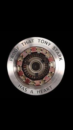 a metal object with words on it that says, proof that tony star has a heart