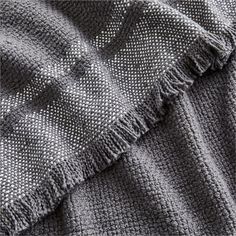 an image of a knitted blanket with fringes on the bottom and back side