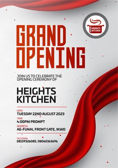 the grand opening poster for heights kitchen