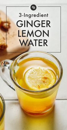 the ingredients for ginger lemon water are shown